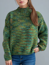 Load image into Gallery viewer, Heathered Turtleneck Dropped Shoulder Sweater