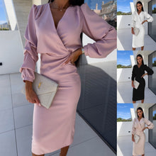 Load image into Gallery viewer, Fashionable Slim-fit V-neck Sheath Dress Women's Clothing