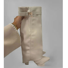 Load image into Gallery viewer, Ins Pant-tube Boots Pointed Toe Chunky Heel Shoes WInter Knight Mid-calf Dress Boot For Women