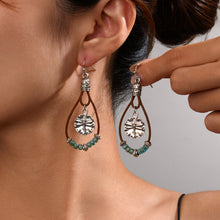 Load image into Gallery viewer, Vintage Earrings Ethnic Style Antique Silver Flower Turquoise Rope Pendant Women's Jewelry