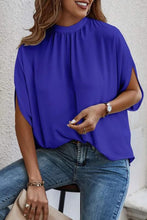 Load image into Gallery viewer, Tie Back Slit Half Sleeve Blouse