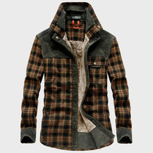 Load image into Gallery viewer, Men's Fleece-lined Thickened Long-sleeved Plaid Shirt Warm Business Casual Fashion Cotton Shirt Coat Men's Cross-border