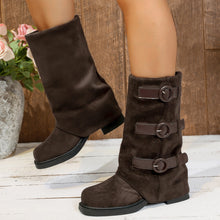 Load image into Gallery viewer, Vintage Suede Belt Buckle Pantyhose Boots