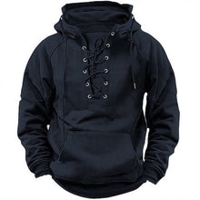 Cargar imagen en el visor de la galería, Ins Lace-up Hoodie Casual Sports Pocket Sweatshirt Men's Long-sleeved Top Clothing