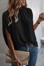 Load image into Gallery viewer, Tie Back Slit Half Sleeve Blouse
