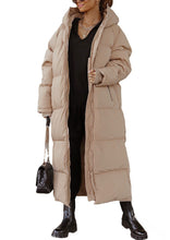 Load image into Gallery viewer, Hooded Solid Color Long Casual Zip Coat