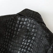 Cargar imagen en el visor de la galería, Suit Crocodile Leather Coat European And American Style Slim-fit Top Metal Buckle Waist-tight Jacket