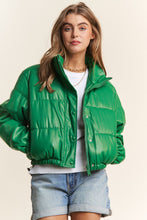 Load image into Gallery viewer, J.NNA Turtleneck Snap and Zipper Closure Crop Puff Jacket