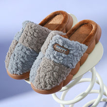 Load image into Gallery viewer, Color-matching Home Slippers Winter EVA Thick-soled Warm Plush Cotton Slippers Women Men Indoor Anti Slip House Shoes