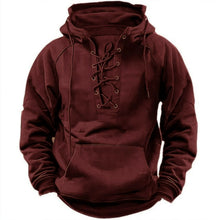 Cargar imagen en el visor de la galería, Ins Lace-up Hoodie Casual Sports Pocket Sweatshirt Men's Long-sleeved Top Clothing
