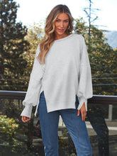 Load image into Gallery viewer, Slit Round Neck Long Sleeve Sweatshirt
