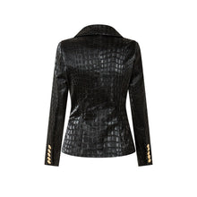 Cargar imagen en el visor de la galería, Suit Crocodile Leather Coat European And American Style Slim-fit Top Metal Buckle Waist-tight Jacket