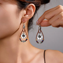 Load image into Gallery viewer, Vintage Earrings Ethnic Style Antique Silver Flower Turquoise Rope Pendant Women's Jewelry