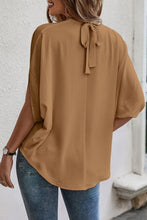 Load image into Gallery viewer, Tie Back Slit Half Sleeve Blouse