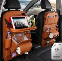 Load image into Gallery viewer, PU Leather Car Storage Bag Multifunction Seat Back Tray Hanging Bag Waterproof Car Organizer Automotive Interior Accessories