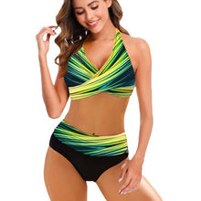 Load image into Gallery viewer, European And American Ladies Split Bikini Striped Tie-dye Hollow Bikini Swimsuit