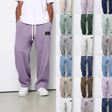 Load image into Gallery viewer, Waffle Straight Pants Fashion Brand Loose Loose Drawstring Pockets Trousers Casual Men's Clothing