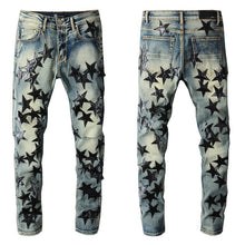 Load image into Gallery viewer, Five-pointed Star Stitching Trendy High Craft Stretch Slim Jeans