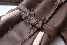 Cargar imagen en el visor de la galería, Fashion Cashmere Leather Fur Collar Composite Belt Coat