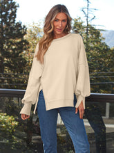 Load image into Gallery viewer, Slit Round Neck Long Sleeve Sweatshirt