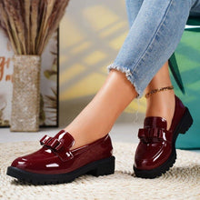 Load image into Gallery viewer, Patent Leather Glossy Tassel Mid Heel Retro Loafers Stylish Casual Shoes