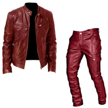 Load image into Gallery viewer, Leather Coat Leather Pants Two-piece PU Casual