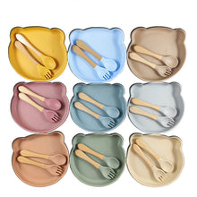 Load image into Gallery viewer, Food Supplement Tableware Set Silicone Spork Baby Products Bear Silicone Tableware