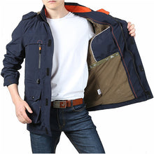 Load image into Gallery viewer, Cross-border AliExpress jacket men's mid-length casual outdoor hooded plus size jacket men's jacket spring and autumn