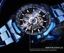 Load image into Gallery viewer, Casual Hollow Blue Plating Automatic Mechanical Watch