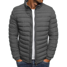 Load image into Gallery viewer, Men Jacket Zipper Solid Color Long Sleeves Pockets Coldproof Autumn Thicken Cotton Padded Overcoat For Outdoor