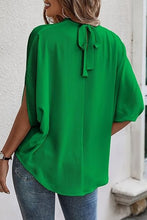 Load image into Gallery viewer, Tie Back Slit Half Sleeve Blouse