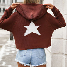 Load image into Gallery viewer, Fashion Pullover Hooded Sweater With Pockets Loose Star Long Sleeve Zippered Cropped Cardigan Outwear Tops For Womens Clothing