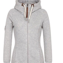 Cargar imagen en el visor de la galería, Sudadera con capucha y cremallera de manga larga para mujer