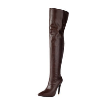Load image into Gallery viewer, Pointed-toe Back-zip Stiletto-heel Leg-slimming Over-the-knee Patent Leather Boots