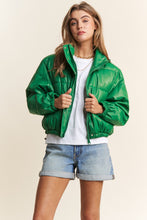 Load image into Gallery viewer, J.NNA Turtleneck Snap and Zipper Closure Crop Puff Jacket