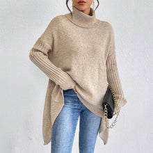 Load image into Gallery viewer, Irregular Turtleneck Sweater Winter Loose Long Sleeve Knitted Tops Leisure Warm Pullover Sweater Women's Clothing