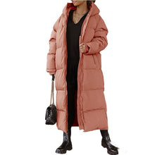 Load image into Gallery viewer, Hooded Solid Color Long Casual Zip Coat