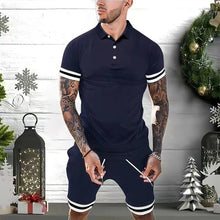 Load image into Gallery viewer, Mens Short Sets 2 Piece Outfits Polo Shirt Fashion Summer Tracksuits Casual Set Short Sleeve And Shorts Set For Men