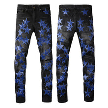 Load image into Gallery viewer, Five-pointed Star Stitching Trendy High Craft Stretch Slim Jeans