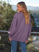 Load image into Gallery viewer, Slit Round Neck Long Sleeve Sweatshirt