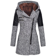 Load image into Gallery viewer, Women Warm Slim Full Zipper Coat Thick Woolen Coat Female Fall Winter Windbreaker Hooded Diagonal Zipper Women's Clothing