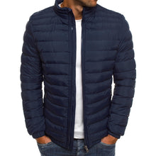 Load image into Gallery viewer, Men Jacket Zipper Solid Color Long Sleeves Pockets Coldproof Autumn Thicken Cotton Padded Overcoat For Outdoor