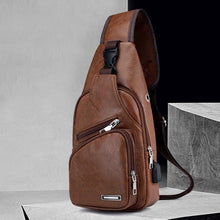 Load image into Gallery viewer, Men Chest Bag PU Shoulder Sling Backpack Pack Travel Sport Cross Body Bags