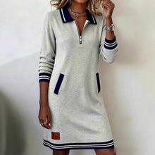 Load image into Gallery viewer, Casual Sports Dress Fashion Lapel Zipper Pockets Long Sleeve Dresses For Women Clothing