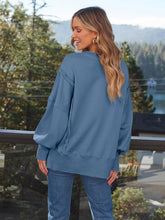 Load image into Gallery viewer, Slit Round Neck Long Sleeve Sweatshirt