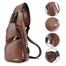 Load image into Gallery viewer, Men Chest Bag PU Shoulder Sling Backpack Pack Travel Sport Cross Body Bags
