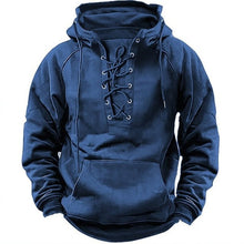 Cargar imagen en el visor de la galería, Ins Lace-up Hoodie Casual Sports Pocket Sweatshirt Men's Long-sleeved Top Clothing