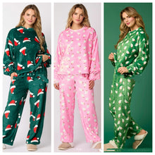 Cargar imagen en el visor de la galería, 2024 Casual Flannel Pajama Sets For Women 2 Piece Cute Long Sleeve Matching Lounge Shirts Sets Santa Claus Pajamas Homewear