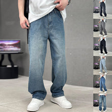 Cargar imagen en el visor de la galería, Fashion Pockets Jeans Men's Wide-leg Straight Trousers Versatile Casual Long Pants Streetwear Clothing