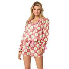 Cargar imagen en el visor de la galería, 2 Pcs Women's Christmas Pajama Set Santa Tree Print Lapel Neck Button-up Long Sleeve Tops Shorts Loungewear Outfit